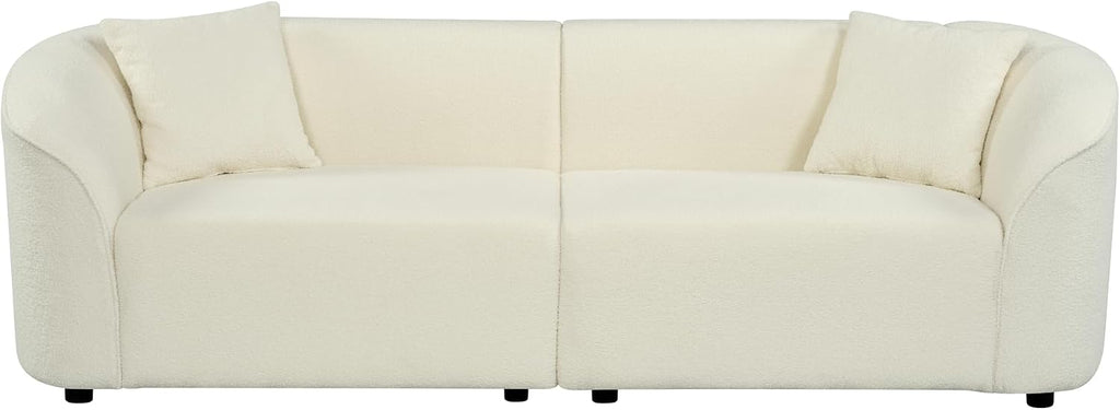 Christopher Knight Home Sabbo 87.50' Boucle Upholstered Couch, Oversized 2 Seater Sofa, Curved Soft Seating Lounge Sofa Chair, Cozy Loveseat with Armrest, Reading Sofa for Living Room Home Rest, Beige