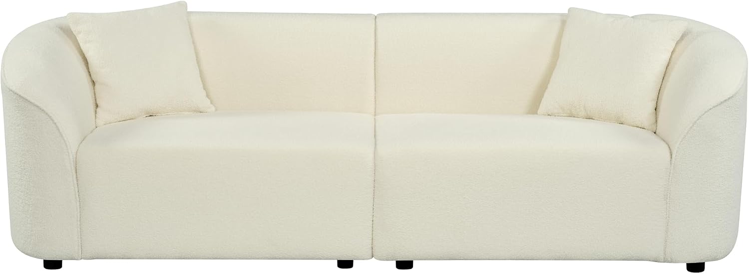 Christopher Knight Home Sabbo 87.50' Boucle Upholstered Couch, Oversized 2 Seater Sofa, Curved Soft Seating Lounge Sofa Chair, Cozy Loveseat with Armrest, Reading Sofa for Living Room Home Rest, Beige