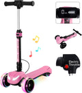 24V Electric Scooter for Kids w/150W Powerful Motor, Thumb Throttle, LCD Screen, Bluetooth, Light-Up Stem Deck & Wheels, 3 Adjustable Heights, 5MPH Safe Speed, 3 Wheel Electric Scooter for Kids