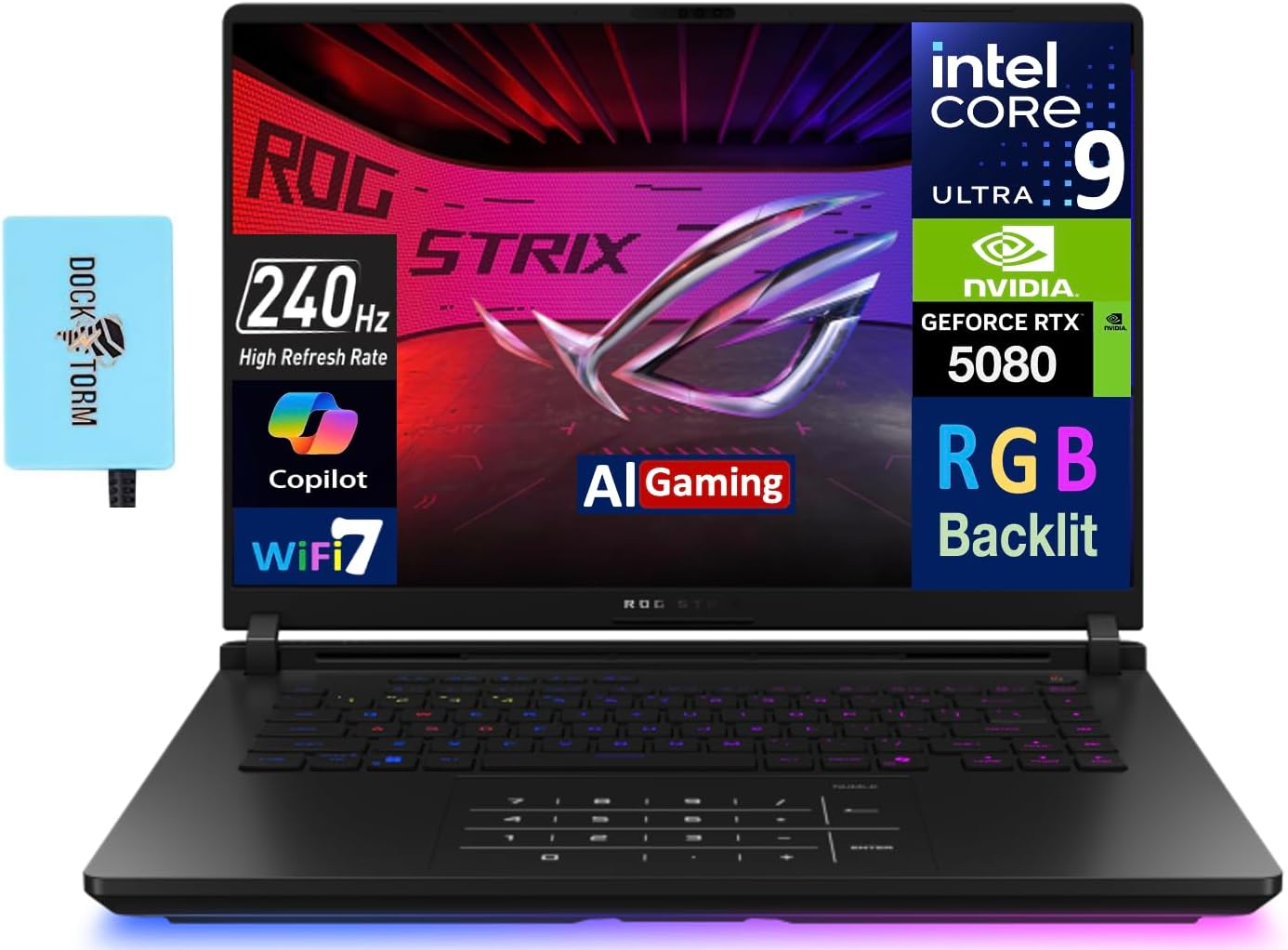 ASUS ROG Strix Scar 16 (2025) AI Gaming Laptop, 16' 2.5K ROG Nebula HDR Mini LED 240Hz Display, Intel Core Ultra 9-275HX, GeForce RTX 5080 16GB, 32GB DDR5, 2TB PCIe SSD, Windows 11 Pro, w/USB Hub