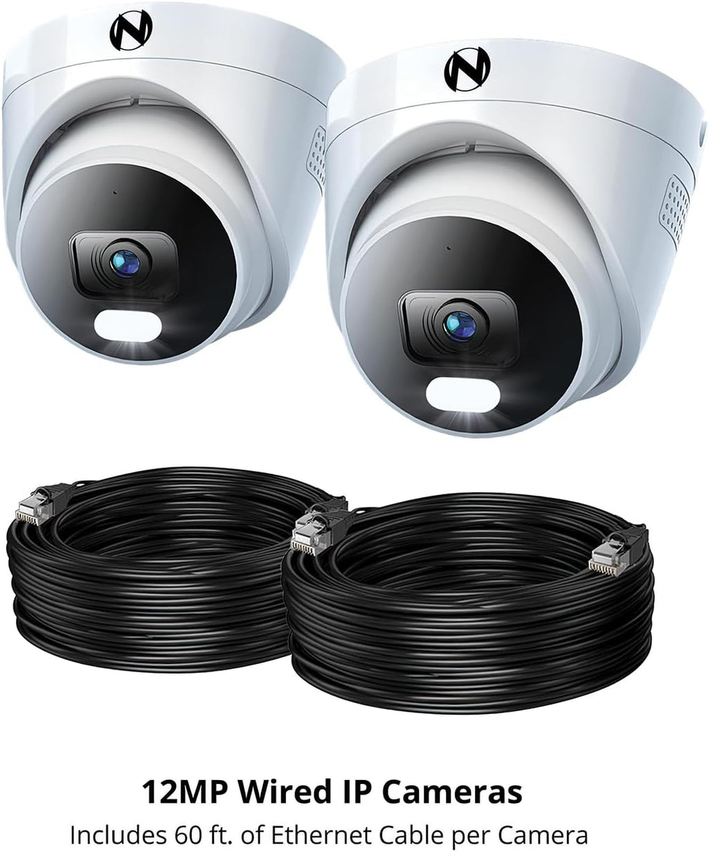 Night Owl Add On Wired IP 12MP Deterrence Camera with 2-Way Audio - White (2 - Pack)