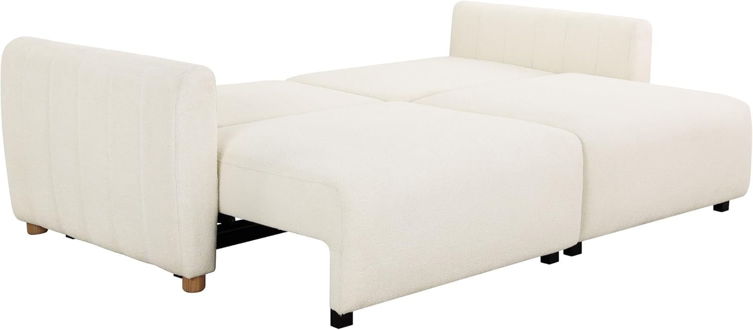 Serta Galway 91.7' Convertible Sleeper Sofa, Queen Size, Wall-Hugging Dreamglide Mechanism, Dreamcoil Comfort, Boucle Fabric, Ivory