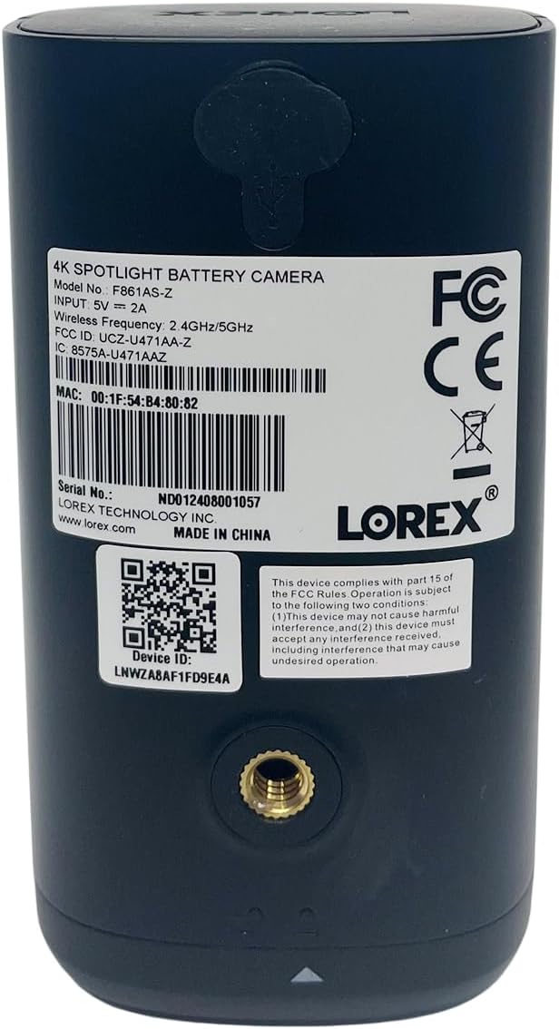 Lorex 4K Battery-Operated Wi-Fi Spotlight Camera | Black | 2-Way Talk | Color Night Vision | Person & Vehicle Detection | Siren | MicroSD Not Included | Cloud-Enabled | IP65 Weatherproof