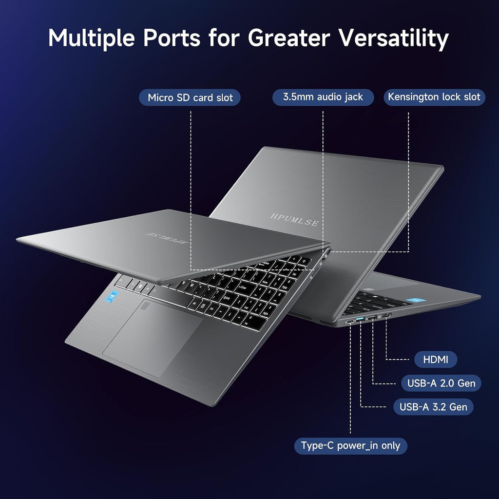 Windows11 Intel Laptop 15.6'HD Display（Celeron N5095） 16GB RAM 256GB SSD Storage，with Fingerprint Unlock | Privacy Camera | Backlit Keyboard，Suitable for Student and Business