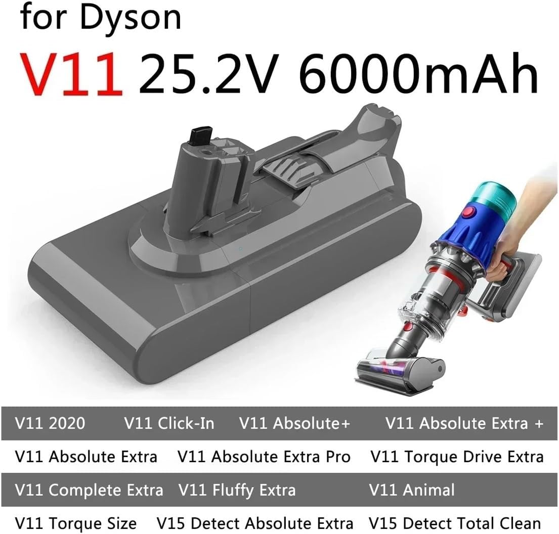 Compatible for Dyson V15 SV15 6000mAh 25.2V Battery V11 Fluffy Animal Torque Drive Extra(1pcs 5000mAh)