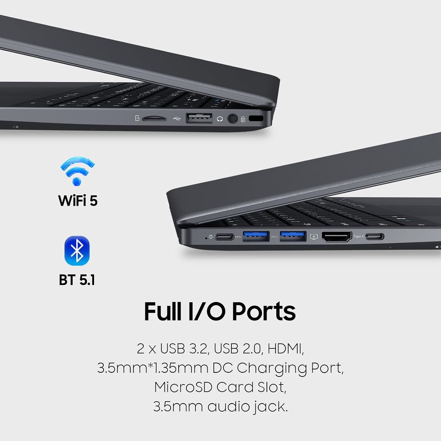 Laptop Computer, 1TB SSD, 12GB RAM Laptops, Quad Core N95 Processor, 15.6' FHD IPS Display, Laptop Support Fingerprint, WiFi 5, BT 5.0, USB-C, HDMI, Black