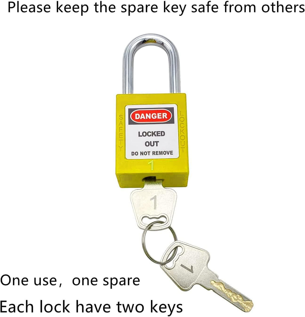 SAFBY 50 Keyed Different Lockout Tagout Locks with 50 Lock Out Tag Out Tags - Loto Safe Padlocks for Lock Out Tag Out Stations and Devices