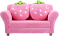 Costzon Kids Couch, Double Seat Pink Children's Sofa with 2 Strawberry Pillows, Toddler Armrest Chair for Bedroom, Living Room, Large Soft for Kids Loveseat for Baby Girls Pets Preschool Gifts