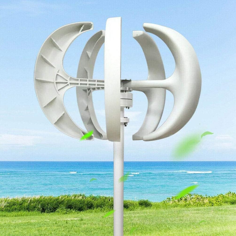 400W 600W 800W 1000W 1200W Wind Solar Hybrid System 5 Blades Controller Lantern Vertical Axis Wind Turbine Generator Motor Kit for Home Windmill Use,12V-400W
