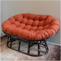 Maykoosh Rattan Double Papasan Chair with Twill Cushion - Bohemian Style Seating Spice