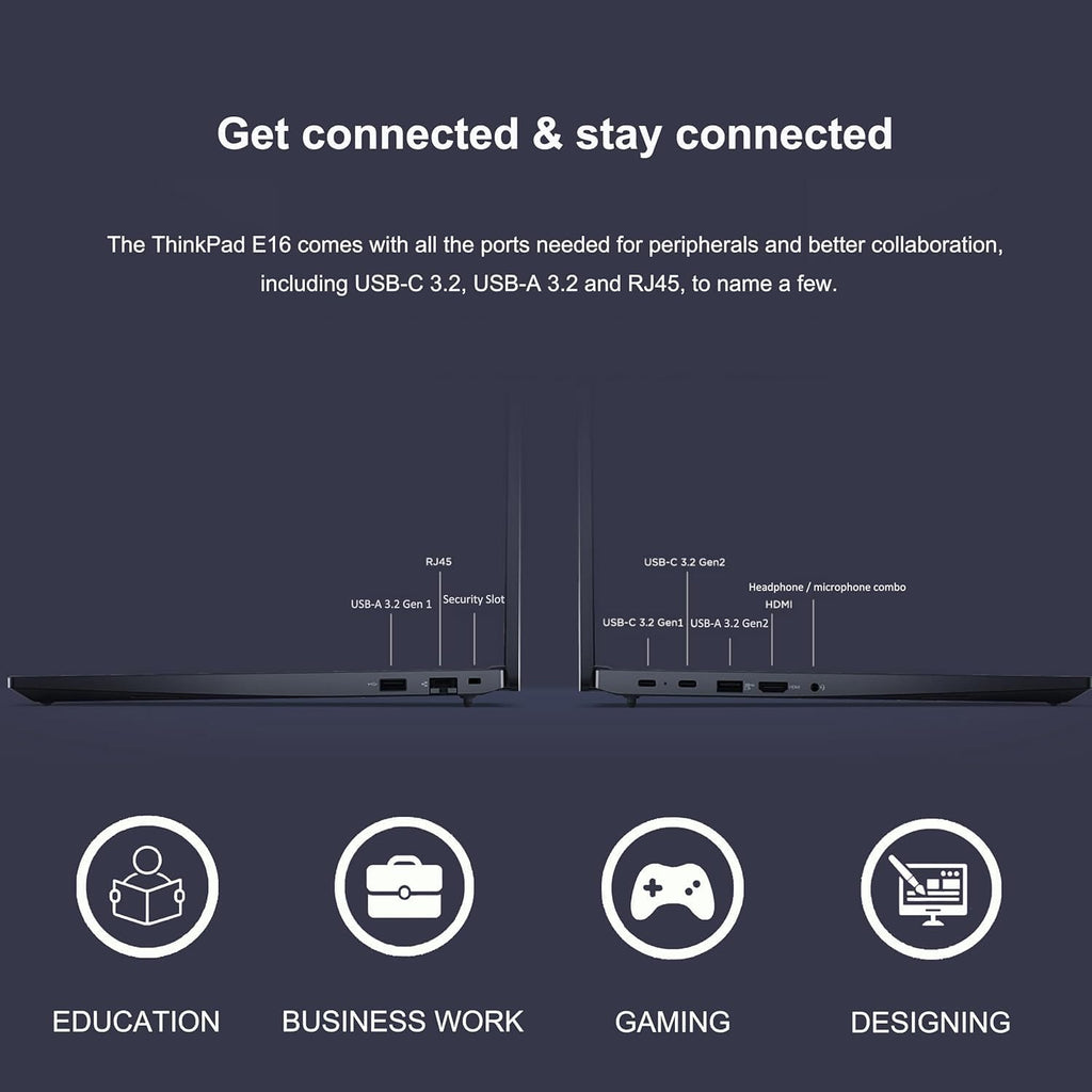 Lenovo ThinkPad E16 Gen 2 16' FHD+ Business Laptop Computer, AMD Ryzen 7 7735HS 8-Core, 64GB DDR5 RAM, 1TB PCIe SSD, WiFi 6E, Backlit KB, Fingerprint, Win 11 Pro, USB-C Hub, Office 365, Charcoal