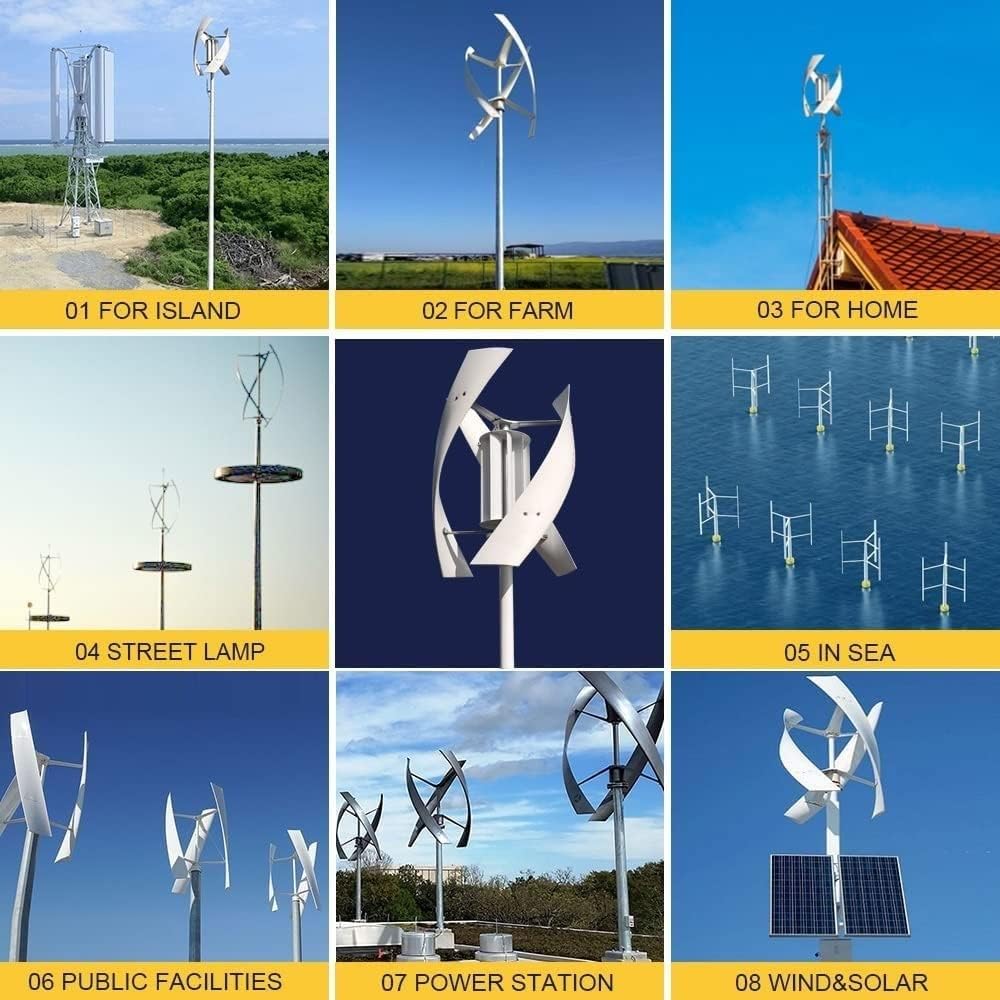 Free Energy Generator 1000W Vertical Wind Turbine Generator 3 Blades Wind Power Generator with Controller for Home Factory Use