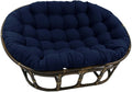 Maykoosh Rattan Double Papasan Chair with Twill Cushion - Bohemian Style Seating Navy Blue