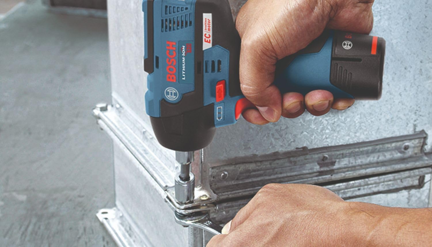 Bosch PS82-02 12V Max EC Brushless 3/8 In. Impact Wrench Kit - Compact, Lightweight, 85 Ft.-Lbs. Max Torque, Two Speed Settings, LED Light Ring, Includes Batteries, Charger, Belt Clip, Carrying Bag