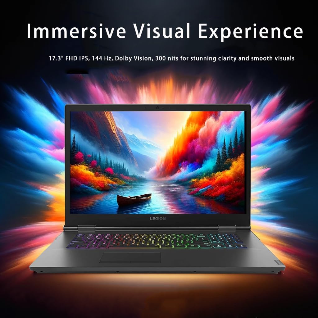 Lenovo Legion Gaming Laptop, 17.3'' (1920 x 1080) IPS Display, Intel i7-9750H Processor, GeForce RTX 2070, 16GB RAM | 1TB PCIe SSD, Backlit Keyboard, Windows 11 Pro, w/WOWPC Bundle, Grey