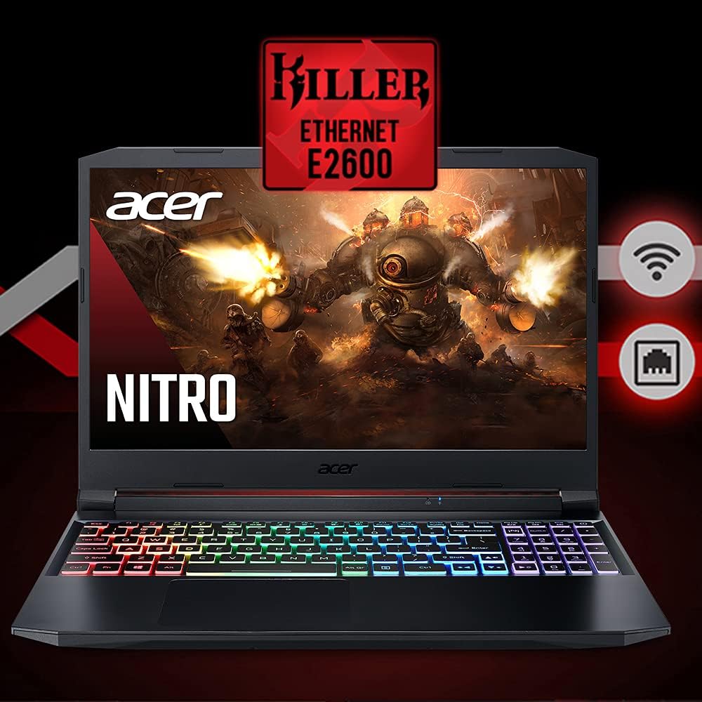 acer Nitro 5 AN515-45-R83Z Gaming Laptop, AMD Ryzen 5 5600H Hexa-Core Processor | NVIDIA GeForce GTX 1650 | 15.6' FHD 144Hz IPS Display | 8GB DDR4 | 256GB NVMe SSD | WiFi 6 | Backlit Keyboard