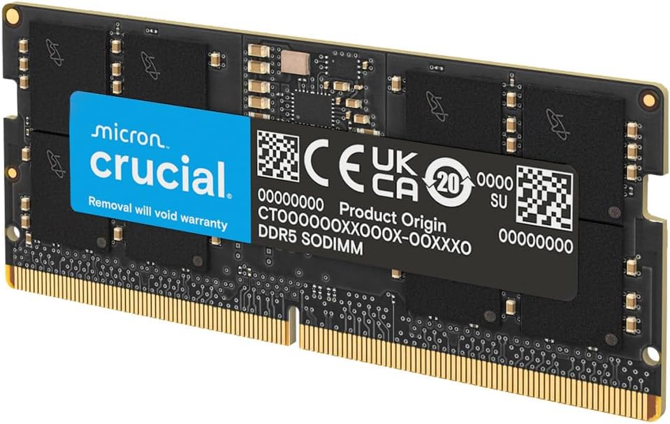 Crucial 16GB DDR5 RAM Laptop Memory Kit (2x8GB), 5600MHz (or 5200MHz or 4800MHz), SODIMM 262-Pin, Compatible with 13th Gen Intel Core and AMD Ryzen 6000 - CT2K8G56C46S5