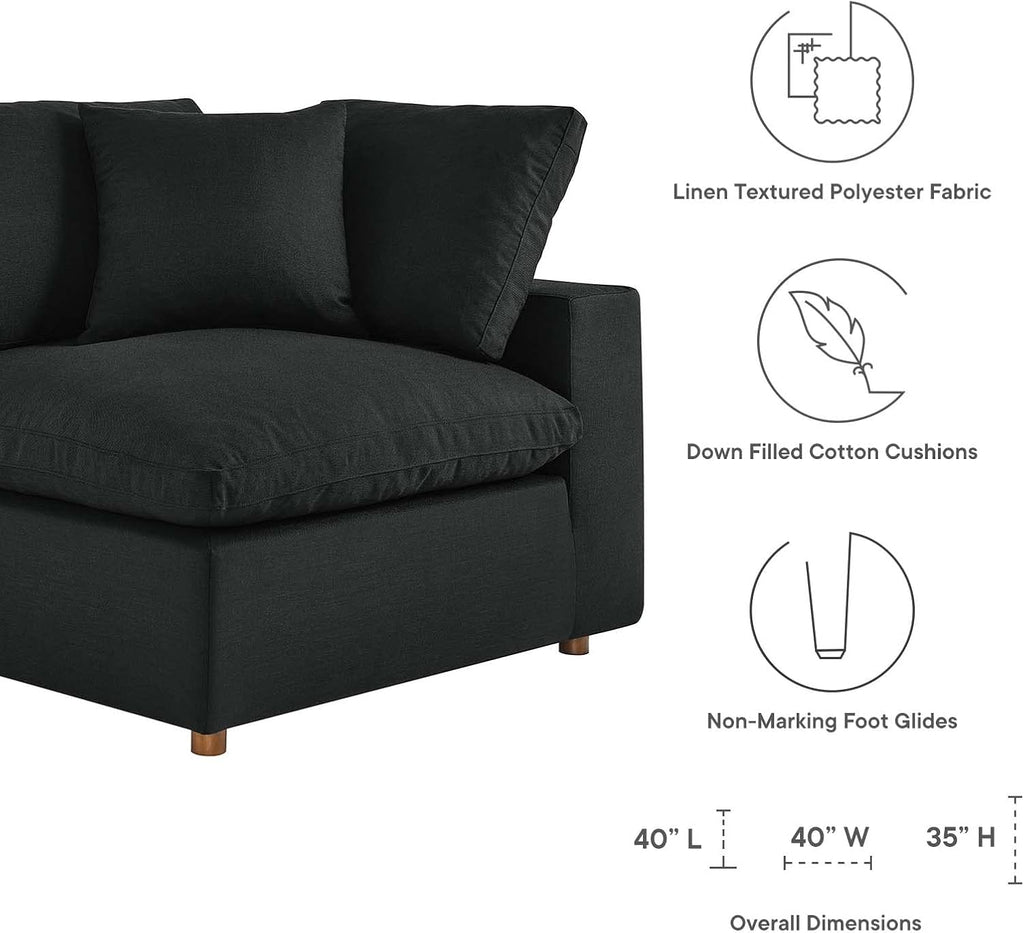 Modway Commix Down-Filled Overstuffed Upholstered 4-Piece Sectional Sofa