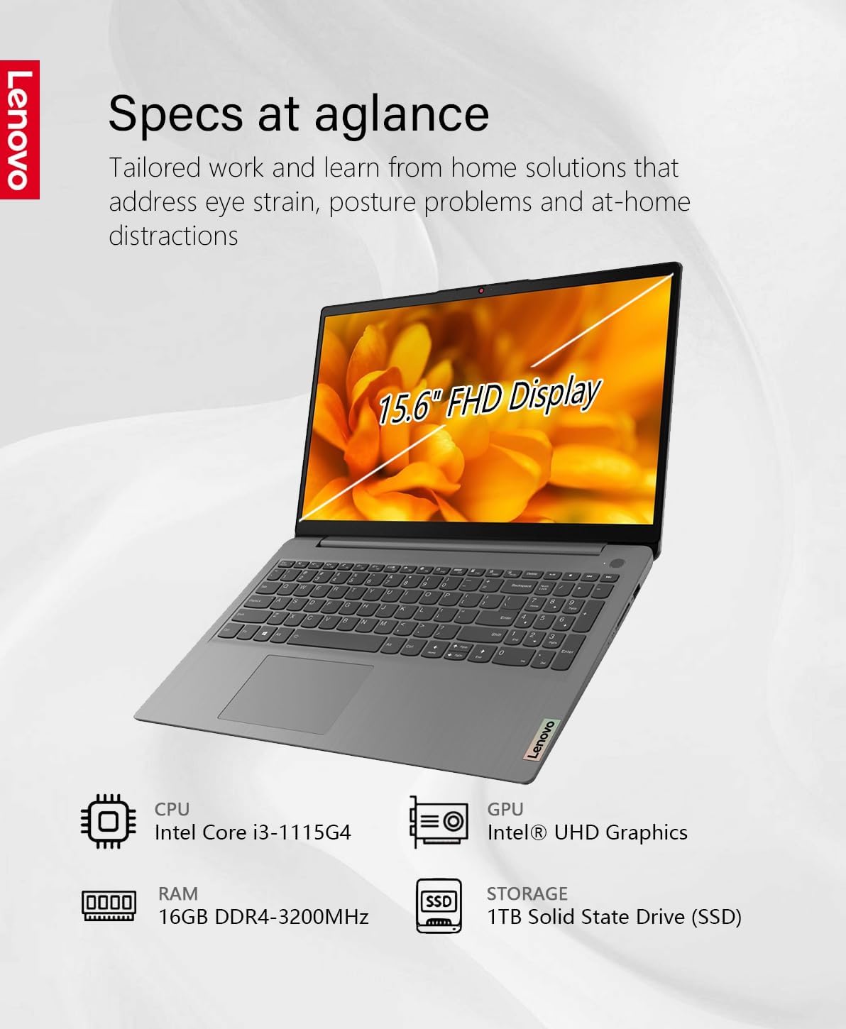 Lenovo 2023 Ideapad 3i Laptop, 15.6' FHD Touchscreen, 16GB DDR4 RAM, 11th Gen Intel Core i3-1115G4 Processor, 1TB SSD, HDMI, Webcam, Wi-Fi6, Bluetooth, Win11, Arctic Grey, W/GaLiMu