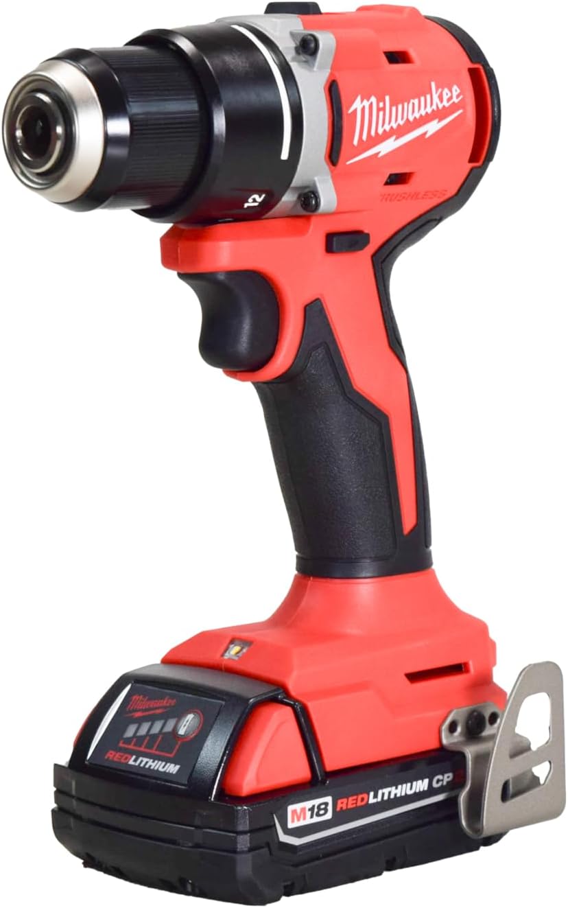 For Milwaukee 3601-21P 18V Lithium-Ion Brushless Cordless 1/2' Compact Drill/Driver Kit with 2.0 Ah Battery, Charger and Tool Bag