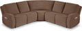 VANSOFY Extra Large Reclining Sectional Couch Covers, Washable 5-Piece Sofa Covers for L Shape Sectional Sofa Corner Seater, Thick, Soft Sofa Slipcovers (5 Seat Recliner Cover, Light Coffee)