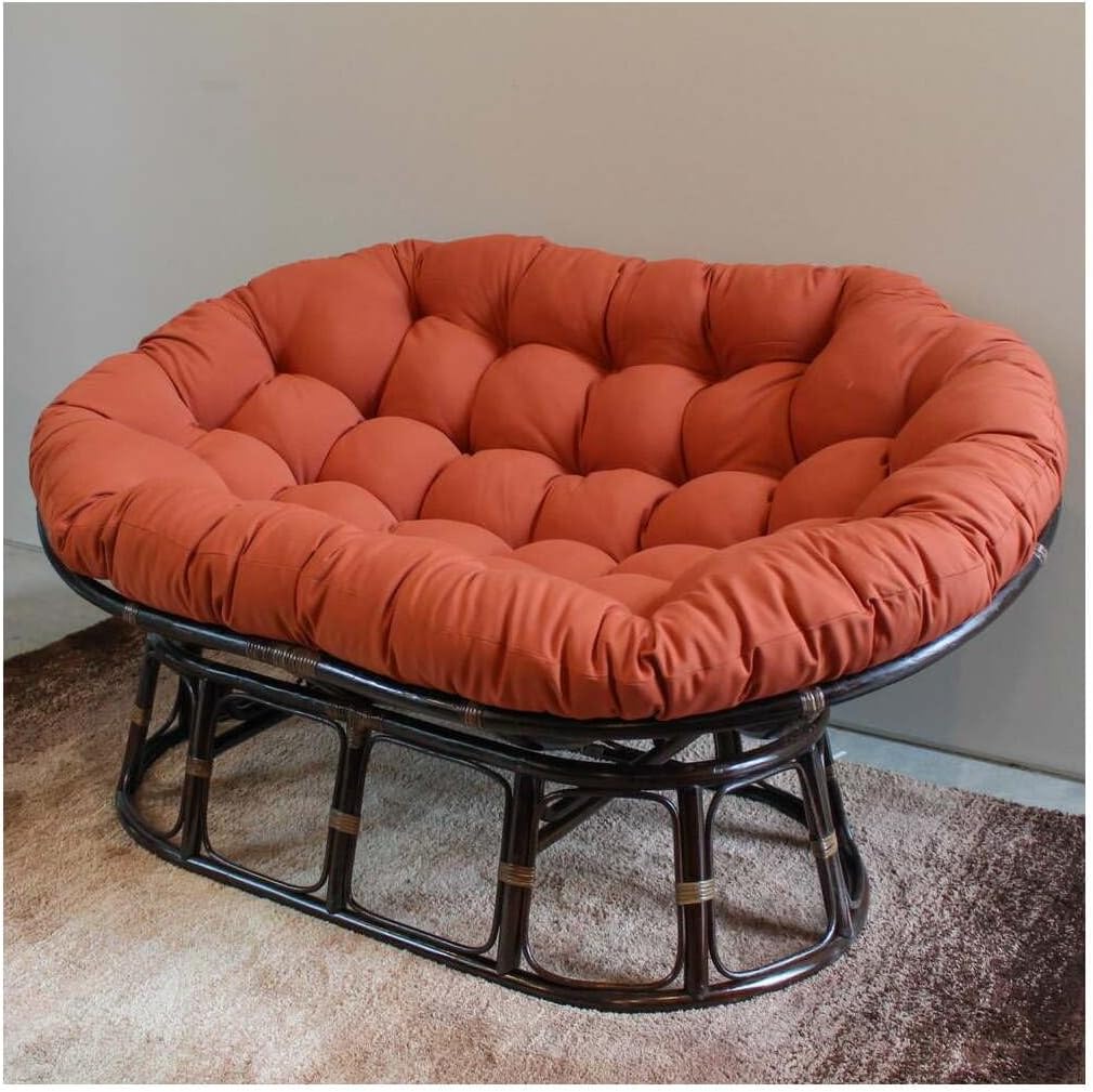 Maykoosh Rattan Double Papasan Chair with Twill Cushion - Bohemian Style Seating Frame Only