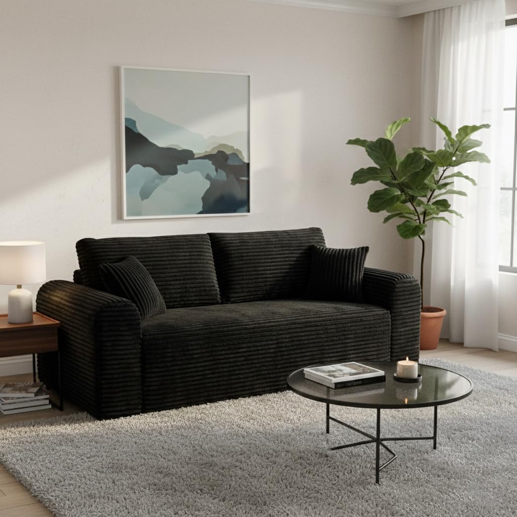 Modern 3 Seater Cloud Loveseat Sofa Couch in a Box - 86.6'' High-Density Foam Boneless Love Seat Sofa with Deep Seating and Wider Rolled Armrest for Living Room | Breathable material, Anti-slip