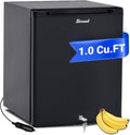 Smad Locking Mini Fridge 1.0 cu.ft, 12V RV Refrigerator 12V / 110V Super Quiet 12V Fridge Reversible Door Absorption Refrigerator for RV, Truck, Camping, Boat Use, Black