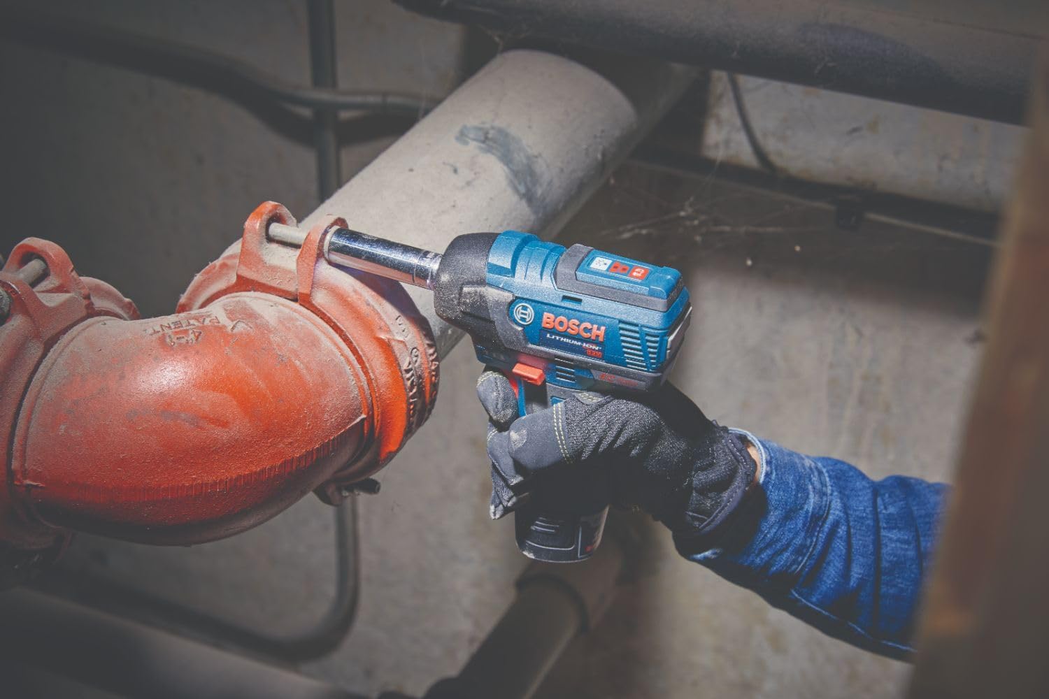 Bosch PS82-02 12V Max EC Brushless 3/8 In. Impact Wrench Kit - Compact, Lightweight, 85 Ft.-Lbs. Max Torque, Two Speed Settings, LED Light Ring, Includes Batteries, Charger, Belt Clip, Carrying Bag