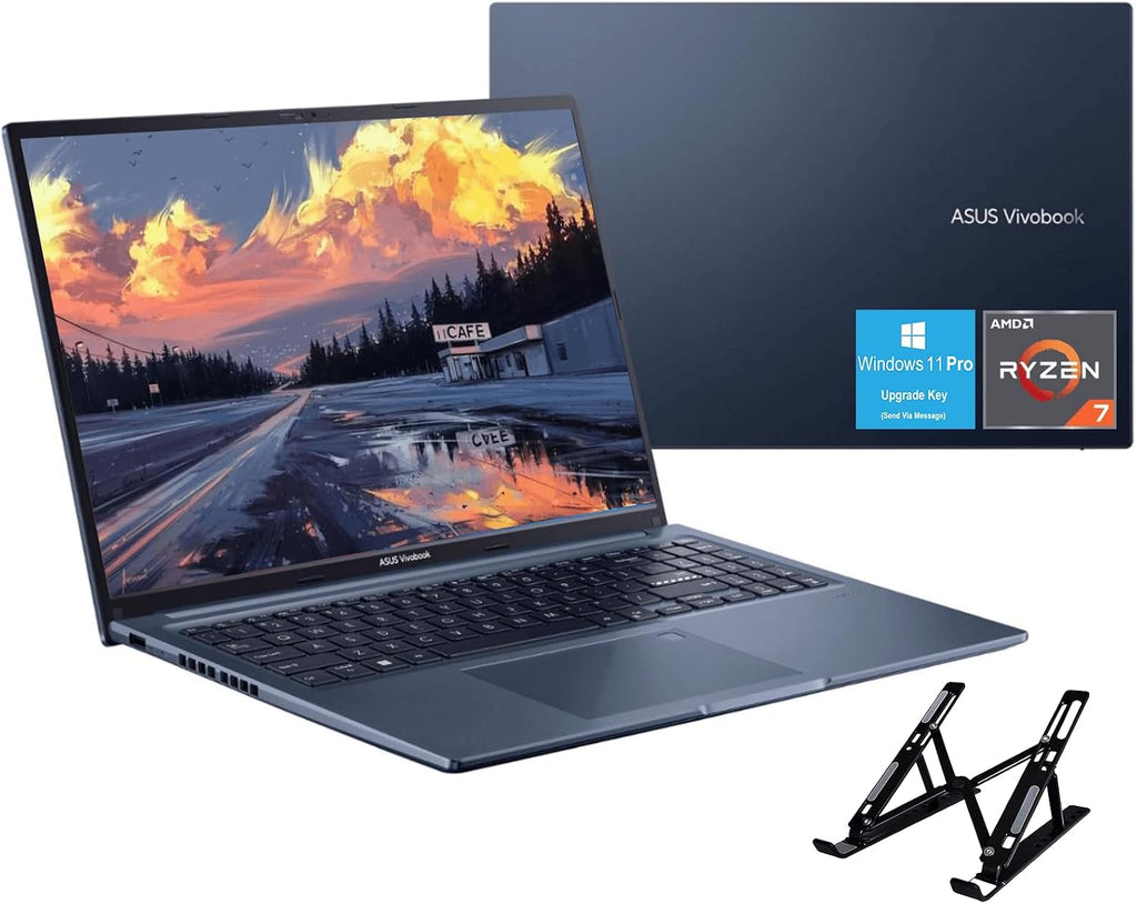 ASUS Vivobook 16 Laptop Computer - 16' HD Display, AMD Ryzen 7 5800HS (Beats i7-1195G7), 16GB RAM, 1TB SSD, AMD Radeon Graphics, WiFi 6, Chiclet Keyboard, USB-A&C, Windows 11 Pro with Laptop Stand