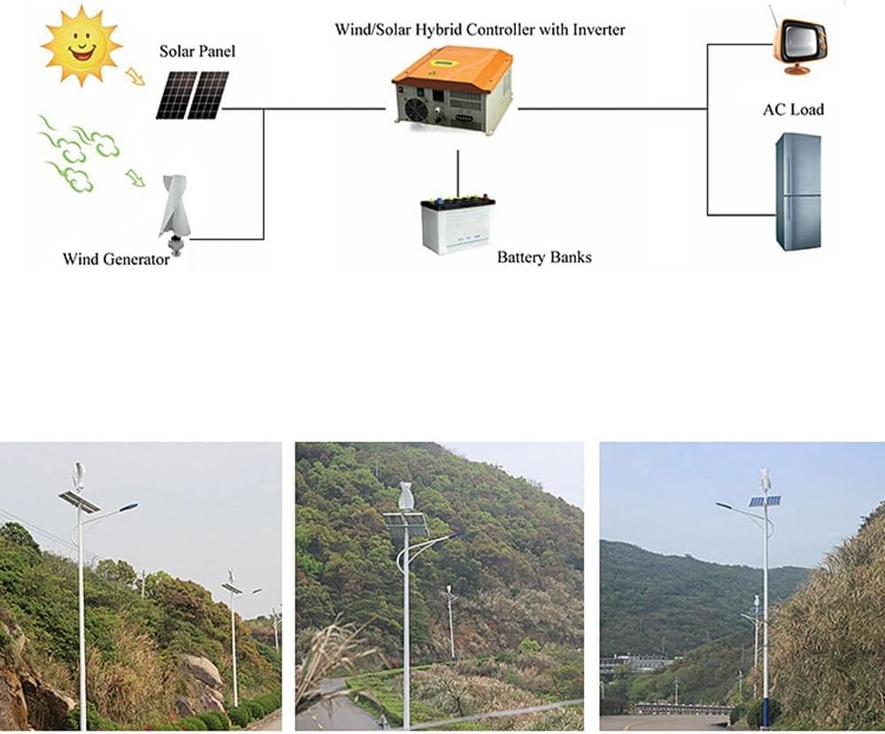 Wind Turbine Generator, 12V 1000W Vertical Wind Turbine Portable Windmill Power Generator Free Energy Generators Kit with Charge Controller