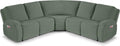 VANSOFY Extra Large Reclining Sectional Couch Covers, Washable 5-Piece Sofa Covers for L Shape Sectional Sofa Corner Seater, Thick, Soft Sofa Slipcovers (5 Seat Recliner Cover, Green)