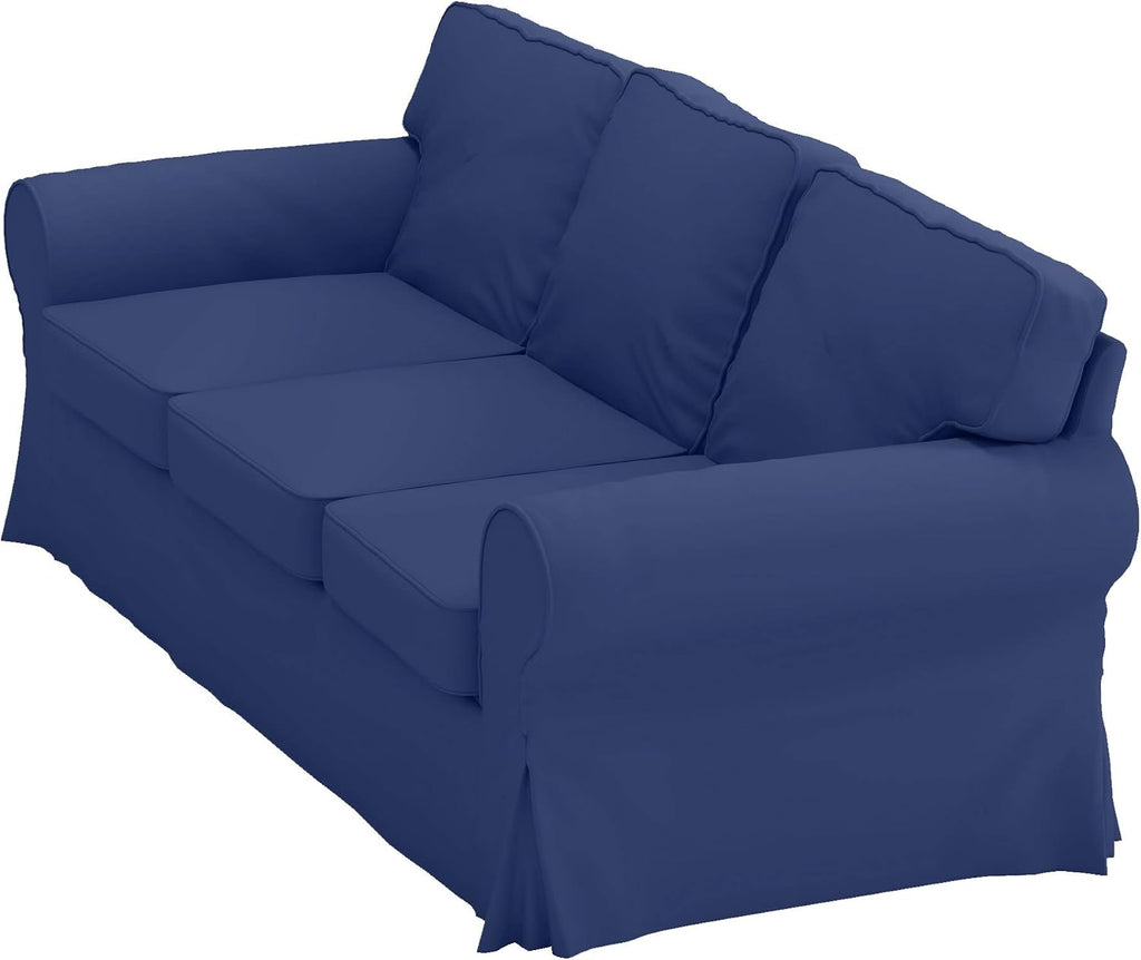 Premium Heavy Cotton Ektorp 3 Seat Sofa Cover Replacement Compatible with IKEA Ektorp Three Sofa Slipcover (Deep Blue)