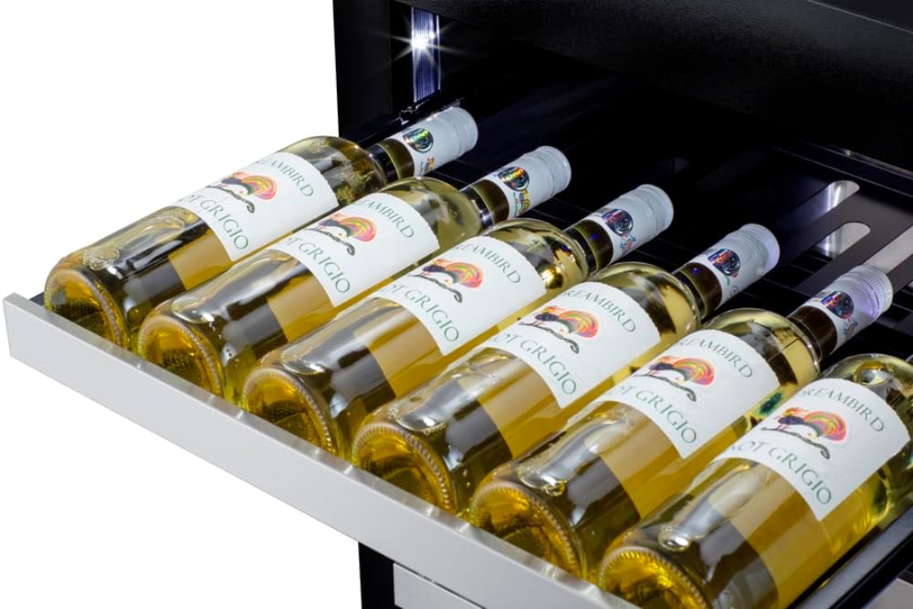Summit 24' Wine Cellar, Built-in Wine Cellar, Shallow 18' Depth, 33 Bottle Capacity, Stainless Steel- SDHW2442LHD (Left Handed Door Swing)