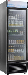 VEVOR Commercial Merchandiser Refrigerator, 14.8 Cu.Ft / 420L Beverage Refrigerator Cooler Merchandiser, Glass Door Display Refrigerator Upright Fridge with 5 Adjustable Shelves, Customizable Lightbox