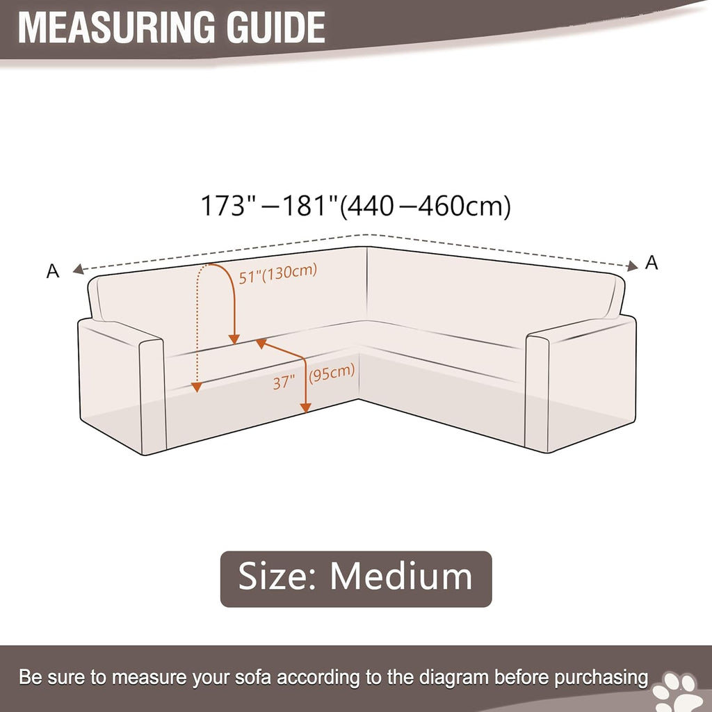 HDCAXKJ Sectional Couch Cover L Shape Stretch Sofa Covers Washable Jacquard Corner Couch Slipcover Non Slip Sectional Slip Cover U Shaped Furniture Protector for Pets Dogs (Caramel, Medium)