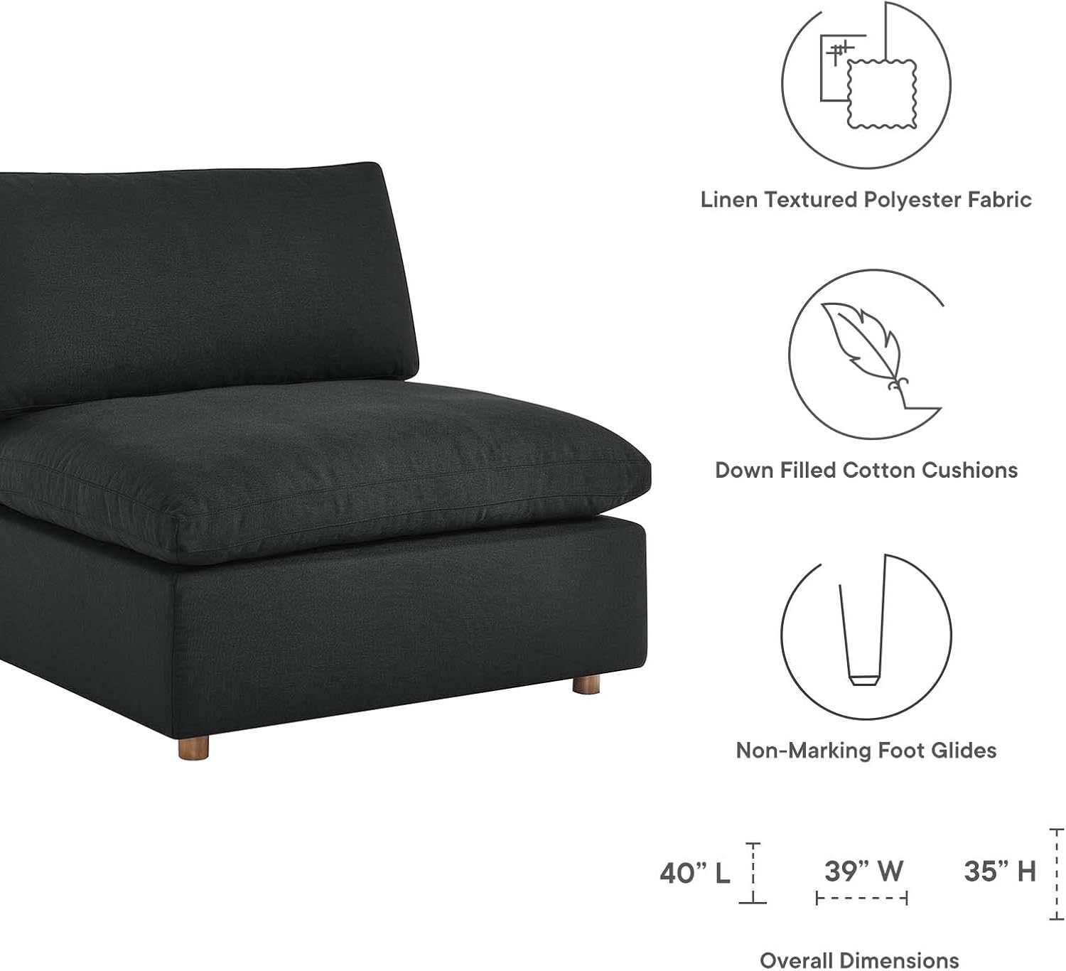 Modway Commix Down-Filled Overstuffed Upholstered 4-Piece Sectional Sofa