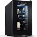 NEEDONE Wine Cooler Fridge, 8 Bottle Wine Chiller with Wine Rack/Lighting, Fast Cooling Thermoelectric Queit Wine Cabinet Cellar for Red White, Energy Efficient Gifts for Women Men