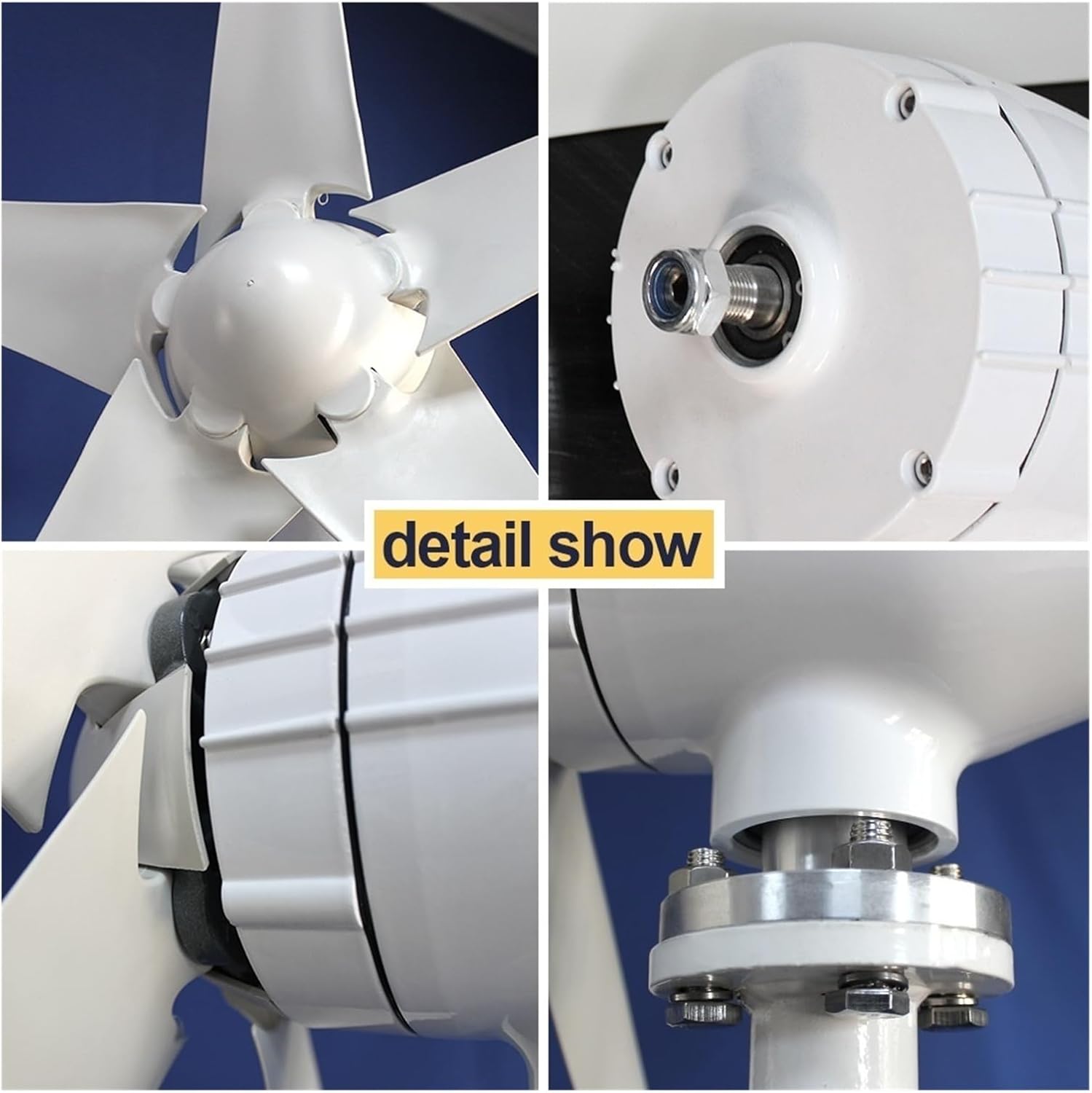 Wind Turbine Generator, 1000w Wind Turbine Generator 24V 48V Windmill Connecte To Solar System With MPPT Controller For Hybrid Solar Wind System for Marine, RV, Home(1KW 5Blades,TURBINE ONLY_12V)