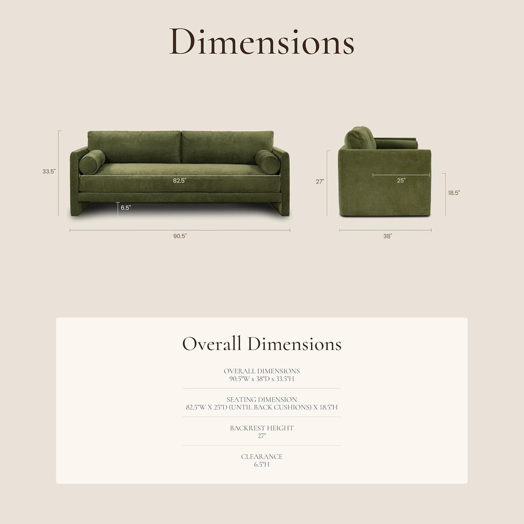 Poly & BARK Fano 99' Sofa with Wide Seating Profile, Clean Tailored Upholstery, and Modern Linear Design for Open Living Rooms