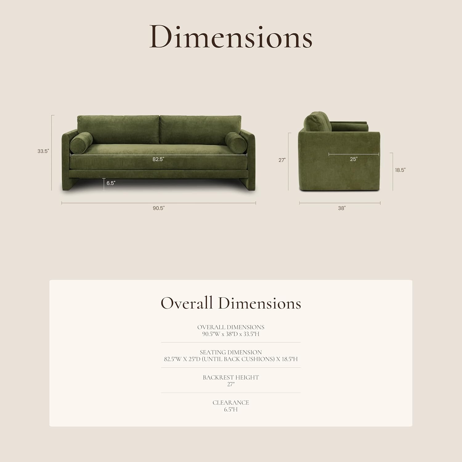 Poly & BARK Fano 99' Sofa with Wide Seating Profile, Clean Tailored Upholstery, and Modern Linear Design for Open Living Rooms