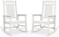 SERWALL Oversized Outdoor Rocking Chairs Set of 2, Oversized HDPE Porch Rockers for Adults, All-Weather Composite Patio Rocking Chairs, White
