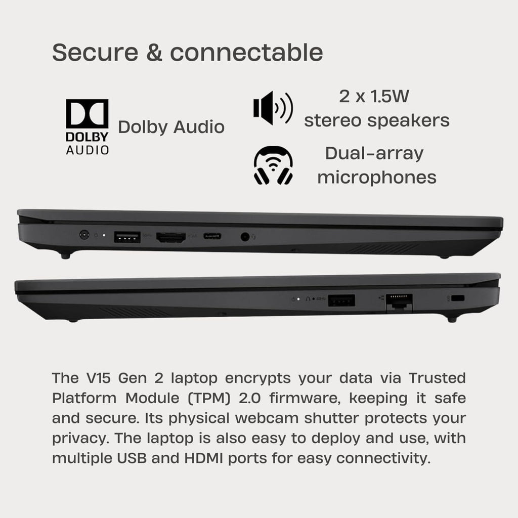 Lenovo V15 Business Laptop | 2025/2026 Edition | Intel Pentium 4-Core Processor | 15.6 FHD Screen (1920 x 1080) | 32GB RAM | 2TB SSD | Ethernet RJ-45 | Windows 11 Pro with Microsoft Office