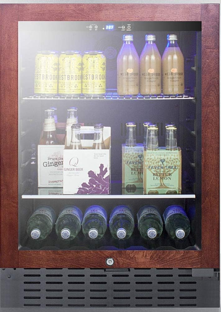 Summit Appliance SCR2466BPNR 24' Wide Built-In Beverage Cooler; 4.2 Capacity; Auto Defrost; Slotted Floor; Temperature Alarm; Front Lock and Black Cabinet