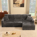 Cloud Couch 113' L-Shaped Couch (Not Boneless), 3-Seater Modular Sectional Couch, Queen Sofa with Corduroy Upholstery, Deep Seats, High Backrest & Pocket Spring Cushions, Right Facing Chaise, Grey