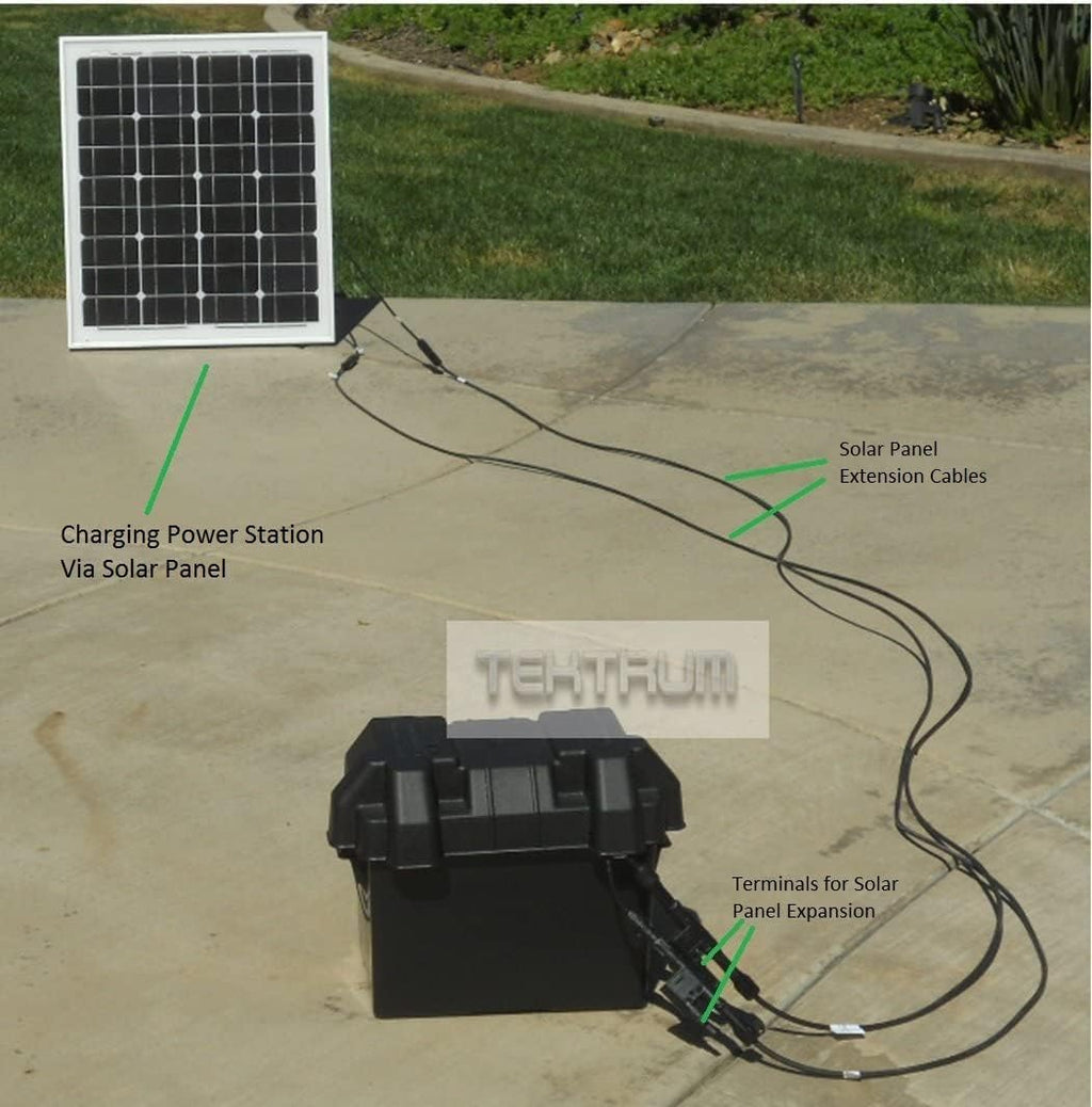 Tektrum Rugged Portable 500w/1000w Power Source Station, Silent Gas Free Generator, 312Wh/26Ah Battery, 12V/AC/USB Outputs, Charge Solar/Wall/Car -for Emergency- Plug-N-Play (30w Solar Panel)