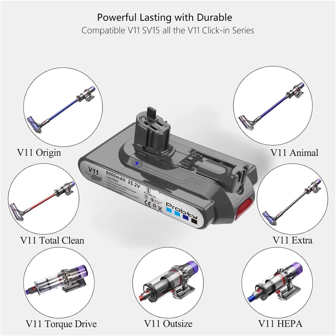 25.2V 6.0Ah Replacement Compatible for Dyson V11 V15 Click in Battery Part No. 970938-01 SV15 SV16 SV17 SV22 SV28 SV29 SV47(1 Pc)