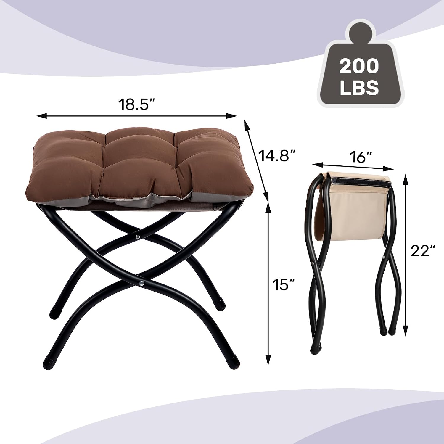 HollyHOME Lazy Chair with Foldable Ottoman, Accent Comfy Lounge Armchair and Folding Footrest Stool, Leisure Sofa Reading Chair and Footstool for Living Room, Bedroom, Dorm,Coffee Brown