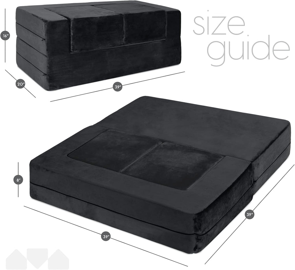 Milliard Kids Couch - Modular Kids Sofa for Toddler and Baby Playroom/Bedroom Furniture (Black) with Bonus Pillow