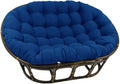 Maykoosh Rattan Double Papasan Chair with Twill Cushion - Bohemian Style Seating Royal Blue